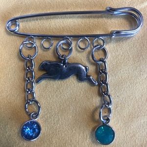 NWT, Handmade by A Charmed Life. Pewter rabbit & blue & green charms